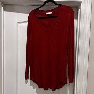 Zenana Outfitters Rich Red Long Sleeve V-Neck Top